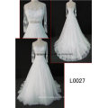 2012 Fit and Flare Wedding Gowns Sequinned Silhouette 3/4 Sleeves